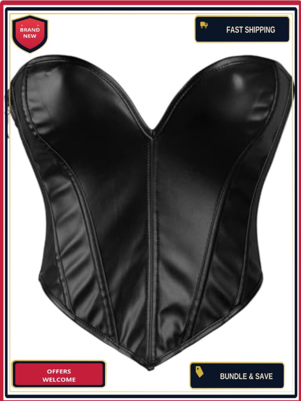 PU Leather Corset Top Strapless Bustier Women